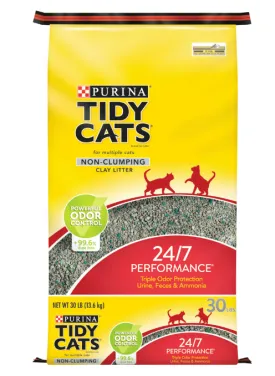 Purina Tidy Cats Non Clumping Cat Litter, 24/7 Performance Multi Cat Litter, 30 lb. Bag