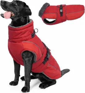 QBLEEV Warm Dog Coat Reflective Dog Jacket Adjustable Dog Winter Coat Turtleneck Dog Clothes for Cold Weather Waterproof Fleece Dog Snowsuit Dog Vest Dog Sweaters Dog Coats for Small Medium Large Dogs