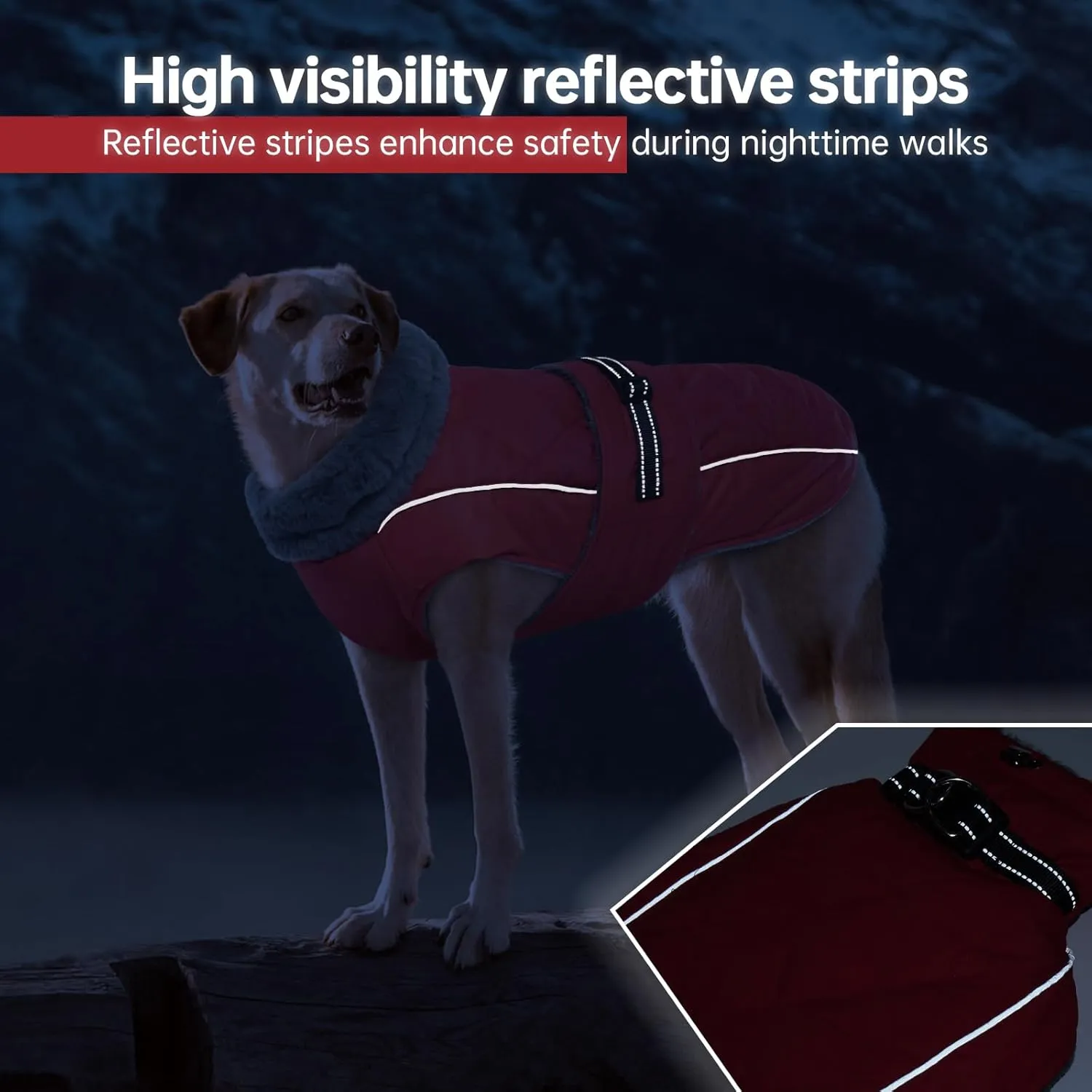 QBLEEV Warm Dog Coat Reflective Dog Jacket Adjustable Dog Winter Coat Turtleneck Dog Clothes for Cold Weather Waterproof Fleece Dog Snowsuit Dog Vest Dog Sweaters Dog Coats for Small Medium Large Dogs