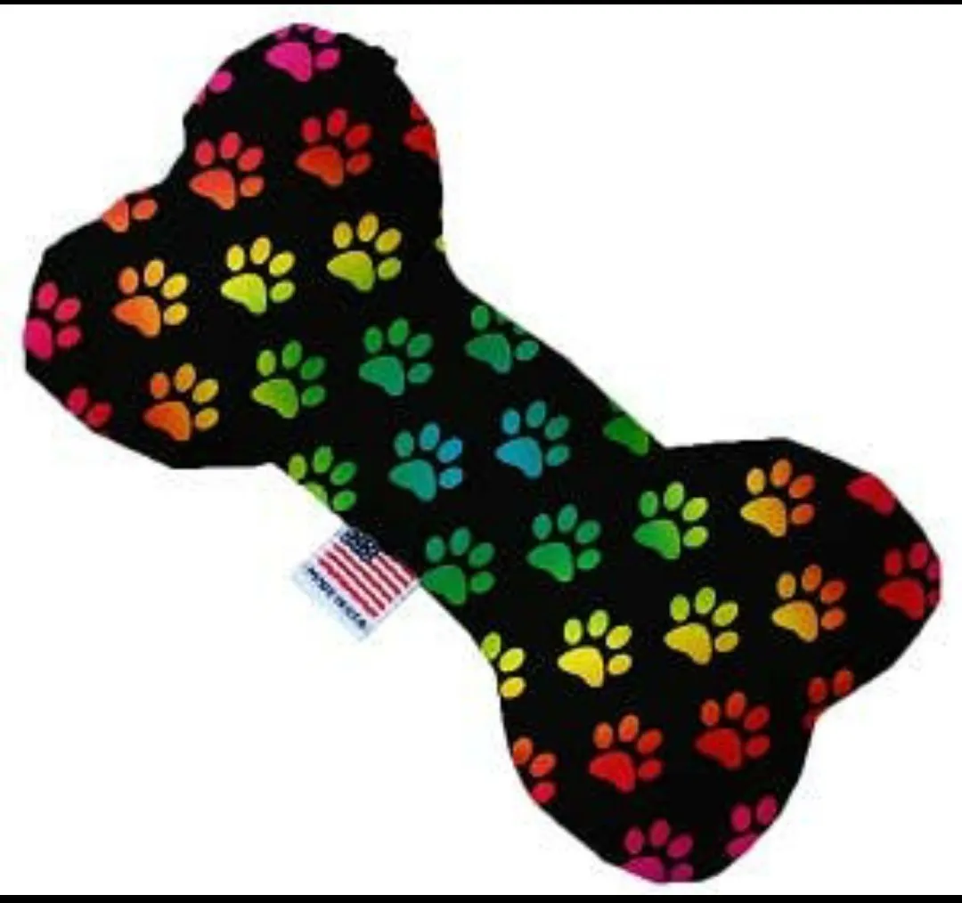 Rainbow hearts, or paw prints or Love is Love Plush Dog Toy Bone Made in the USA