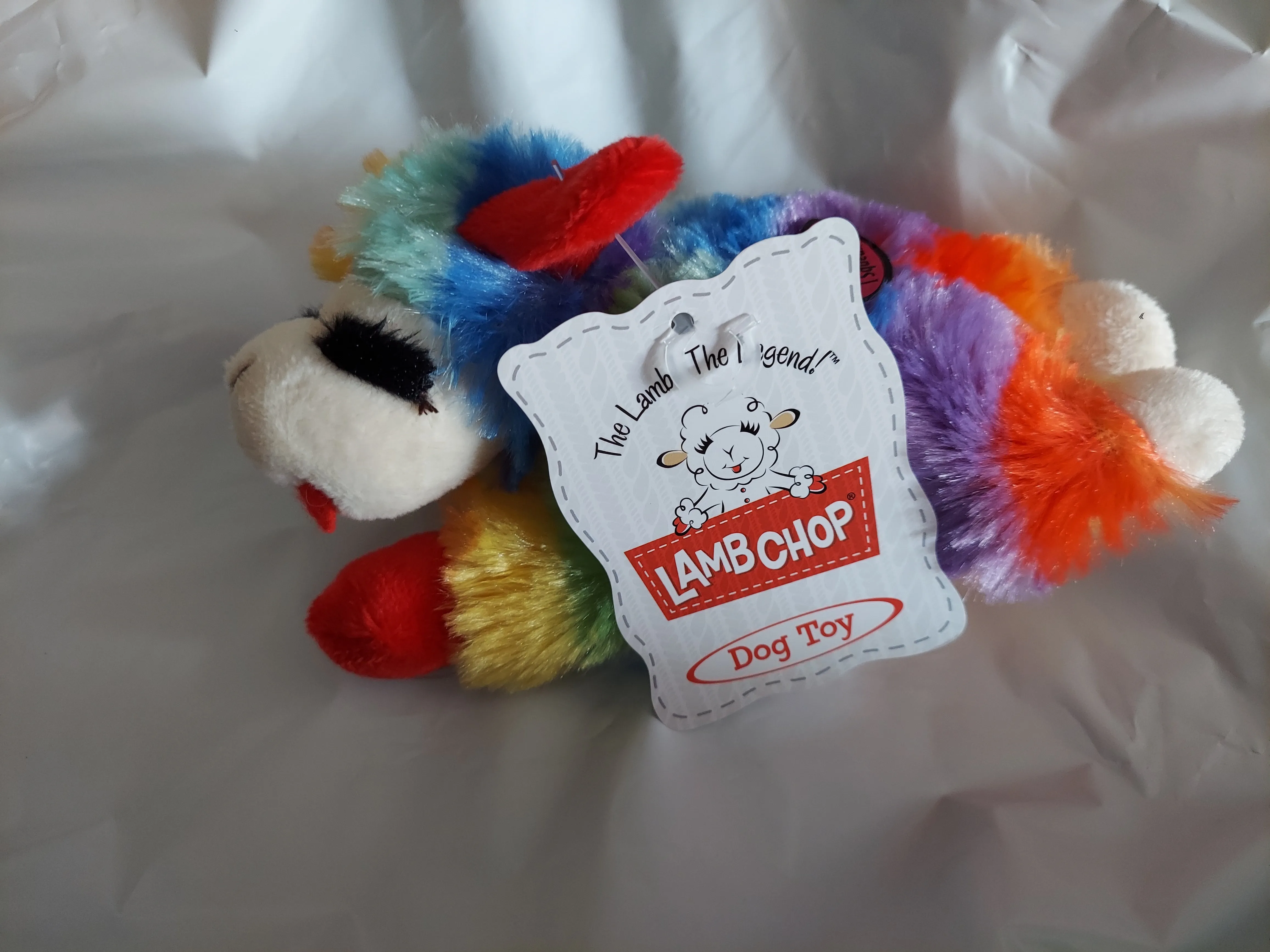 Rainbow Pride Lamb Chop Plush Squeaker Dog Toy 6 inch mini