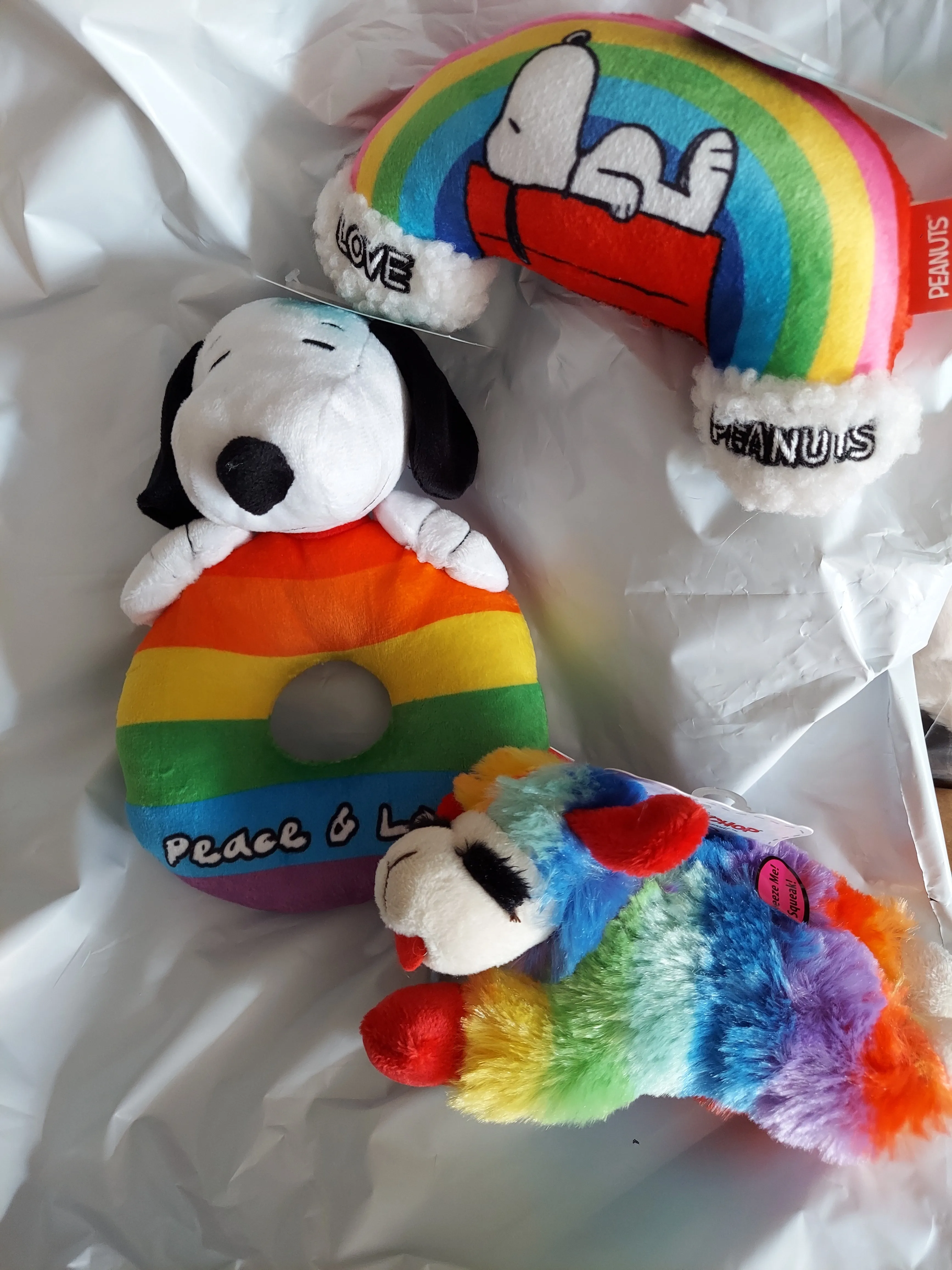 Rainbow Pride Lamb Chop Plush Squeaker Dog Toy 6 inch mini