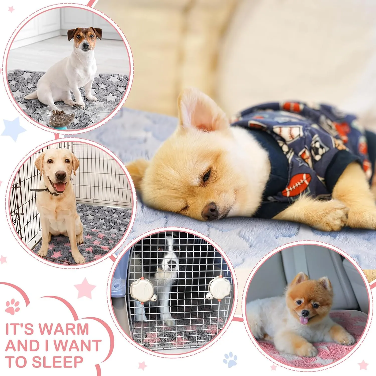 Reginary 4 Pcs Waterproof Guinea Pig Blankets Washable Small Animal Fleece Bedding Absorbent Guinea Pig Cage Liners Reusable Pet Pee Pad Sleep Mat for Hamster Ferret(Cute Star Pattern,28 x 56 Inch)