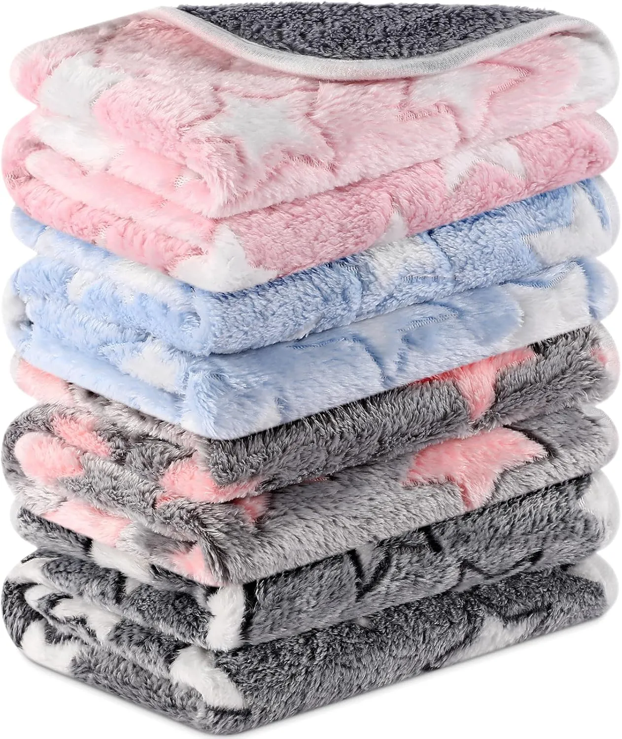 Reginary 4 Pcs Waterproof Guinea Pig Blankets Washable Small Animal Fleece Bedding Absorbent Guinea Pig Cage Liners Reusable Pet Pee Pad Sleep Mat for Hamster Ferret(Cute Star Pattern,28 x 56 Inch)