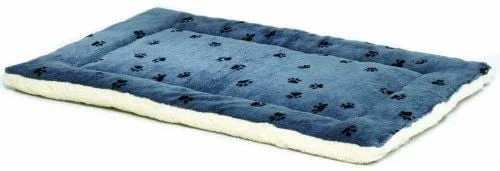 Reversible Paw Print Pet Bed in Blue / White, Dog Bed Measures 17L x 11W x 1.5H for "Tiny" Dog Breed, Machine Wash