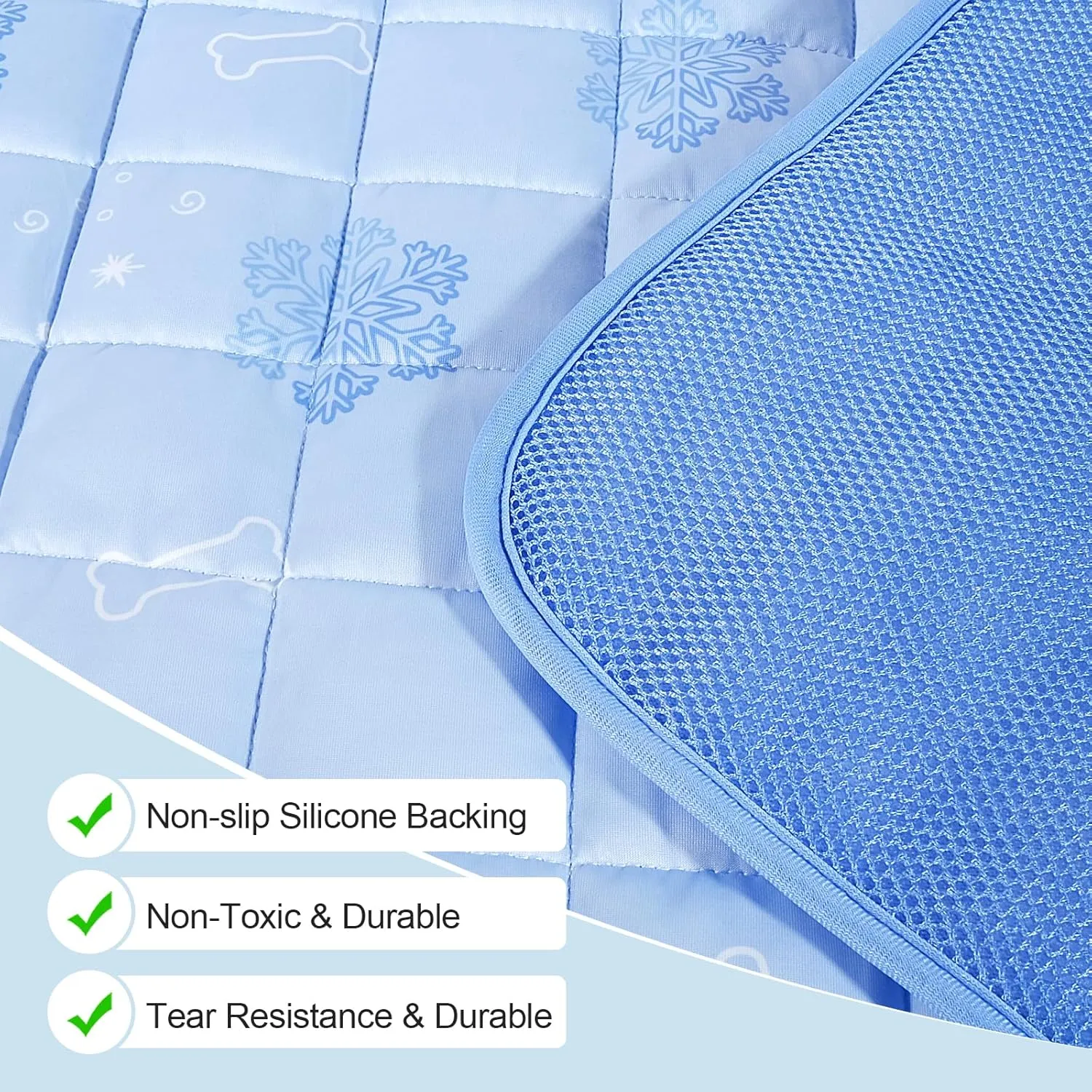 RIOGOO Dog Cooling Mat,Dog Blanket Washable,Cool Fabric & Internal Waterproof Cooling Pad (Blue, Large (36x24 inch))