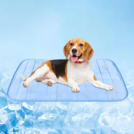 RIOGOO Dog Cooling Mat,Dog Blanket Washable,Cool Fabric & Internal Waterproof Cooling Pad (Blue, Large (36x24 inch))