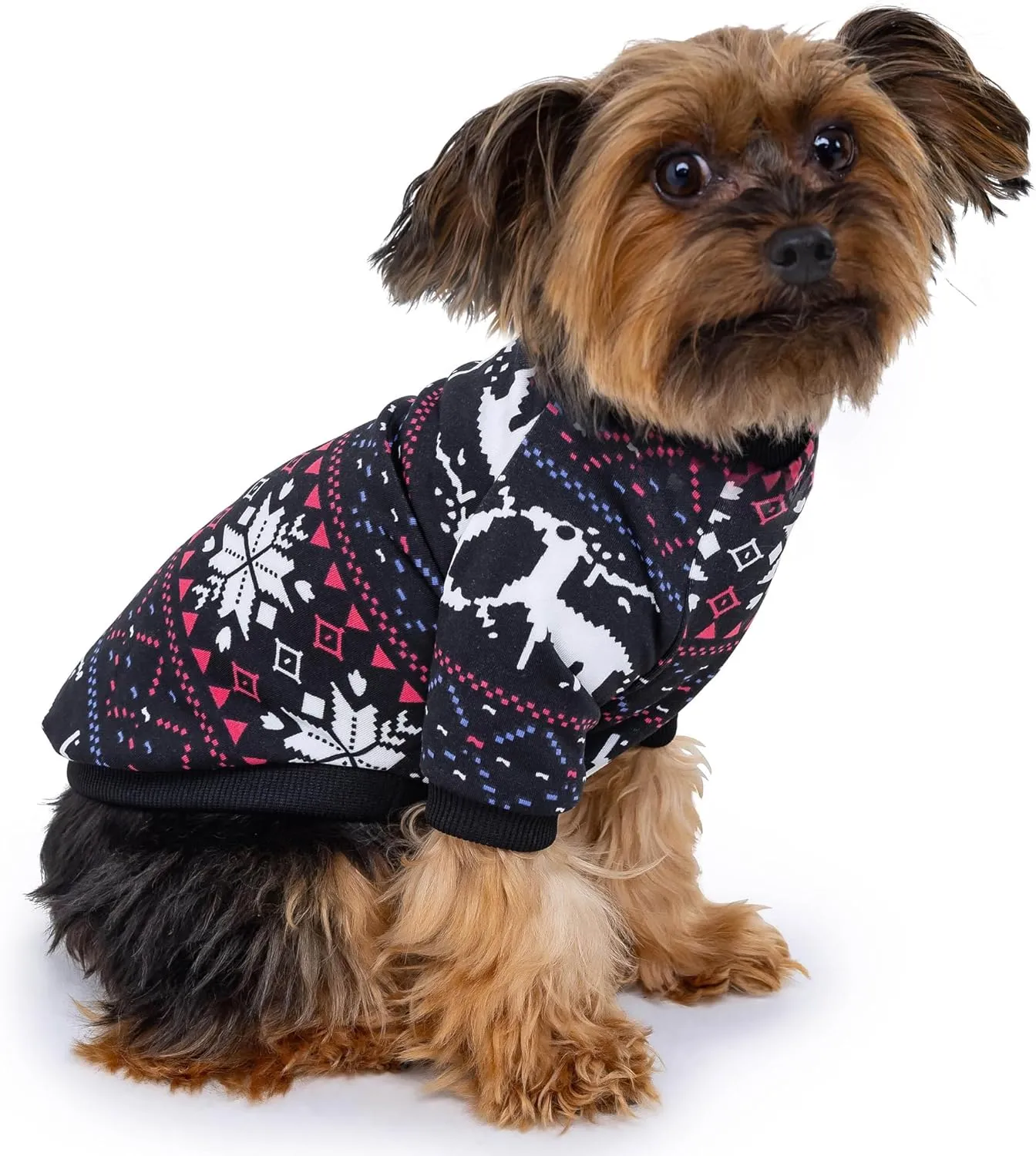 Rocky Thermal Jacket Clothes Fleece Lined Sweater for Dogs, Puppies, Warm Coat Bodysuit Onesie One Piece Vest Pet Jammies with Leg Warmers for Small, Medium, Large Dogs Cats (Christmas, Large)