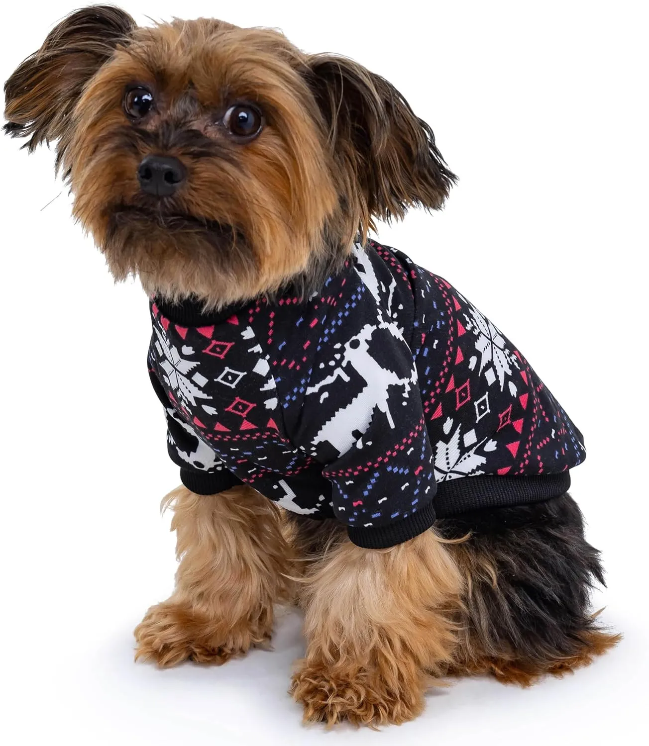 Rocky Thermal Jacket Clothes Fleece Lined Sweater for Dogs, Puppies, Warm Coat Bodysuit Onesie One Piece Vest Pet Jammies with Leg Warmers for Small, Medium, Large Dogs Cats (Christmas, Large)