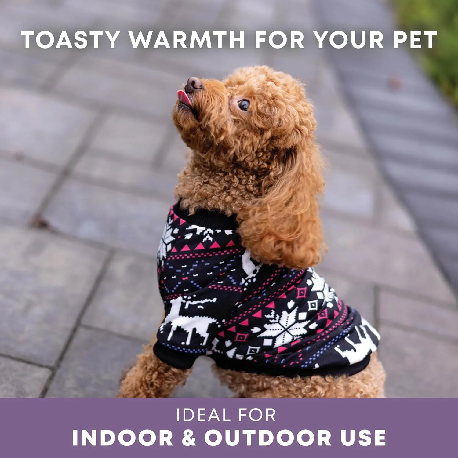 Rocky Thermal Jacket Clothes Fleece Lined Sweater for Dogs, Puppies, Warm Coat Bodysuit Onesie One Piece Vest Pet Jammies with Leg Warmers for Small, Medium, Large Dogs Cats (Christmas, Large)