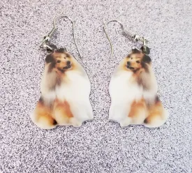 Shetland Sheepdog Sheltie Dog Lightweight Earrings Jewelry, Sable, Bi Black, Blue Merle, Tri Color