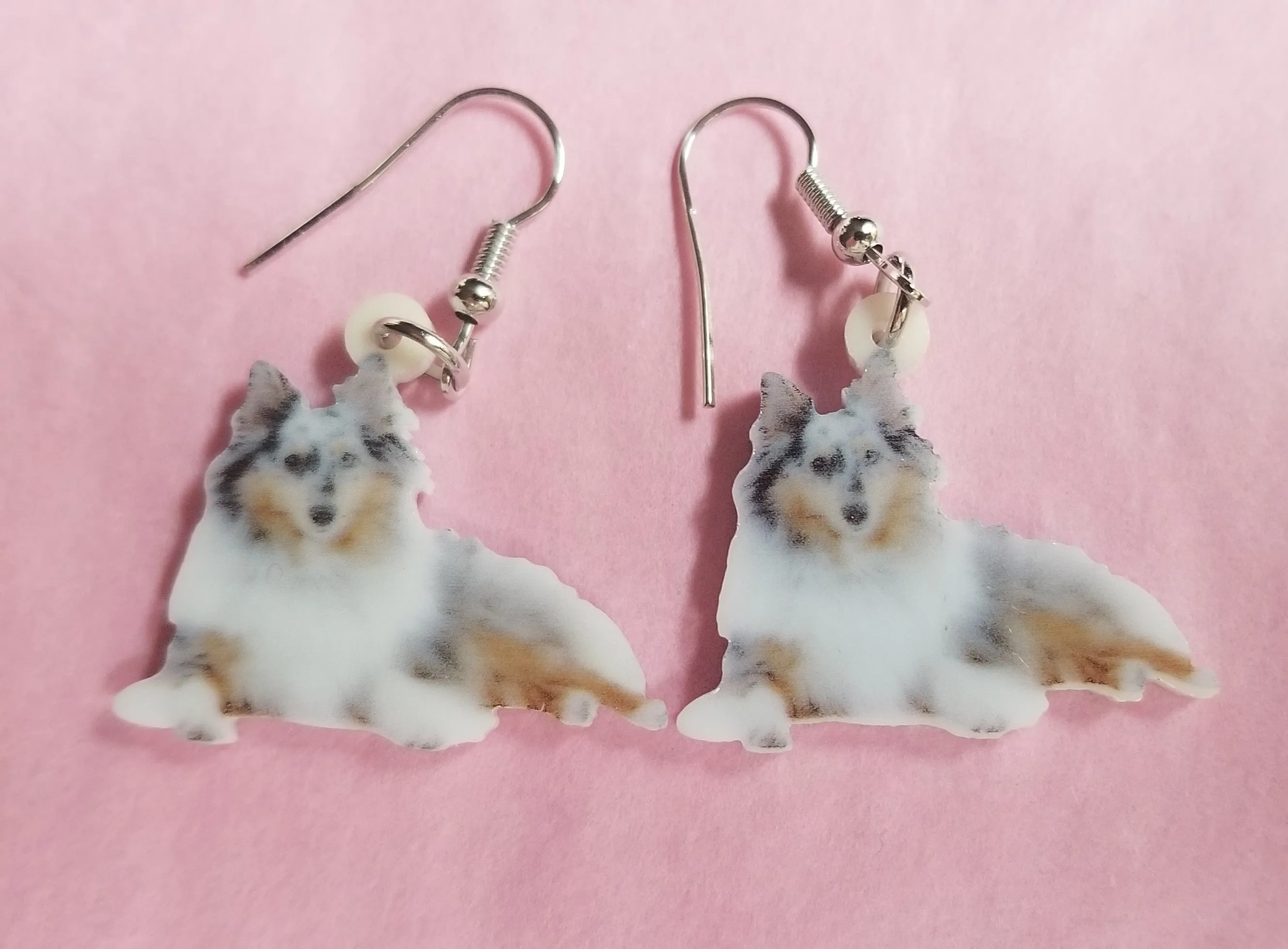 Shetland Sheepdog Sheltie Dog Lightweight Earrings Jewelry, Sable, Bi Black, Blue Merle, Tri Color