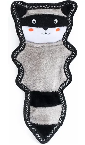 Skinny Stitch Peltz Raccoon Squeaker Dog Toy, No Stuffing,  Tough and Durable