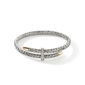 Spear Flex Cuff, Silver, Gold, Diamonds