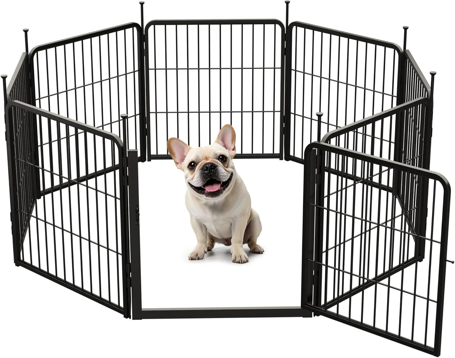 SunsGrove Dog Playpen with Wider Door, 24 inch 8 Panels Heavy Duty Dog Pen, Anti Rust Dog Fence, Easy Insert into Soil, Pet Playpen for Yard RV Camping, Black