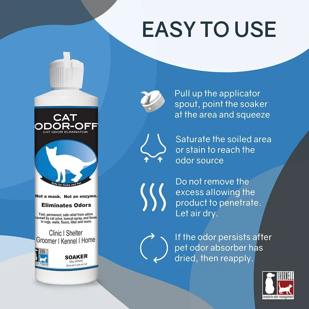 Thornell Cat Odor-Off Pet Odor Eliminator Spray  Original Scent 16oz Ready to Use Cat Urine Odor Eliminator Spray for Pet Urine Odor, Tomcat Spray & Feces on Carpet, Litter Boxes & More