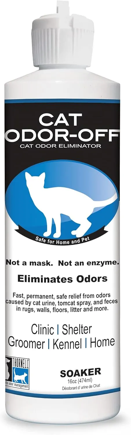 Thornell Cat Odor-Off Pet Odor Eliminator Spray  Original Scent 16oz Ready to Use Cat Urine Odor Eliminator Spray for Pet Urine Odor, Tomcat Spray & Feces on Carpet, Litter Boxes & More