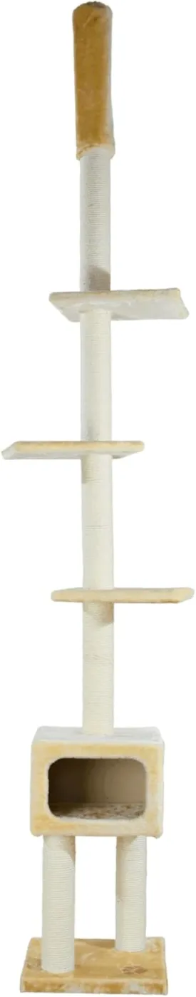 TRIXIE Santander Floor to Ceiling Cat Tower, Adjustable 96"-108" Height Sisal Cat Scratcher, Cat Condo, Platforms