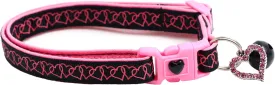 Valentines Day Cat Collar with Bell | Safety Breakaway Collar | Adjustable Large Size or Kitten Collar (Linked Hearts on Black, Large(10lbs & Up))