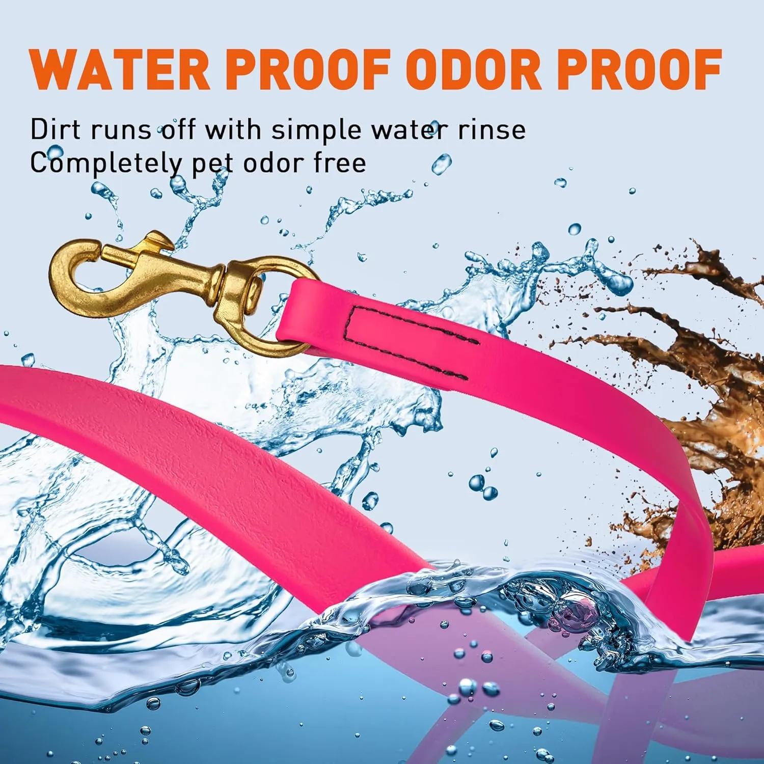 Viper Biothane K9 Working Dog Leash Waterproof Lead for Tracking Training Schutzhund Odor-Proof Long Line with Solid Brass Snap for Puppy Medium and Large Dogs 4ft, Passionfruit Pink