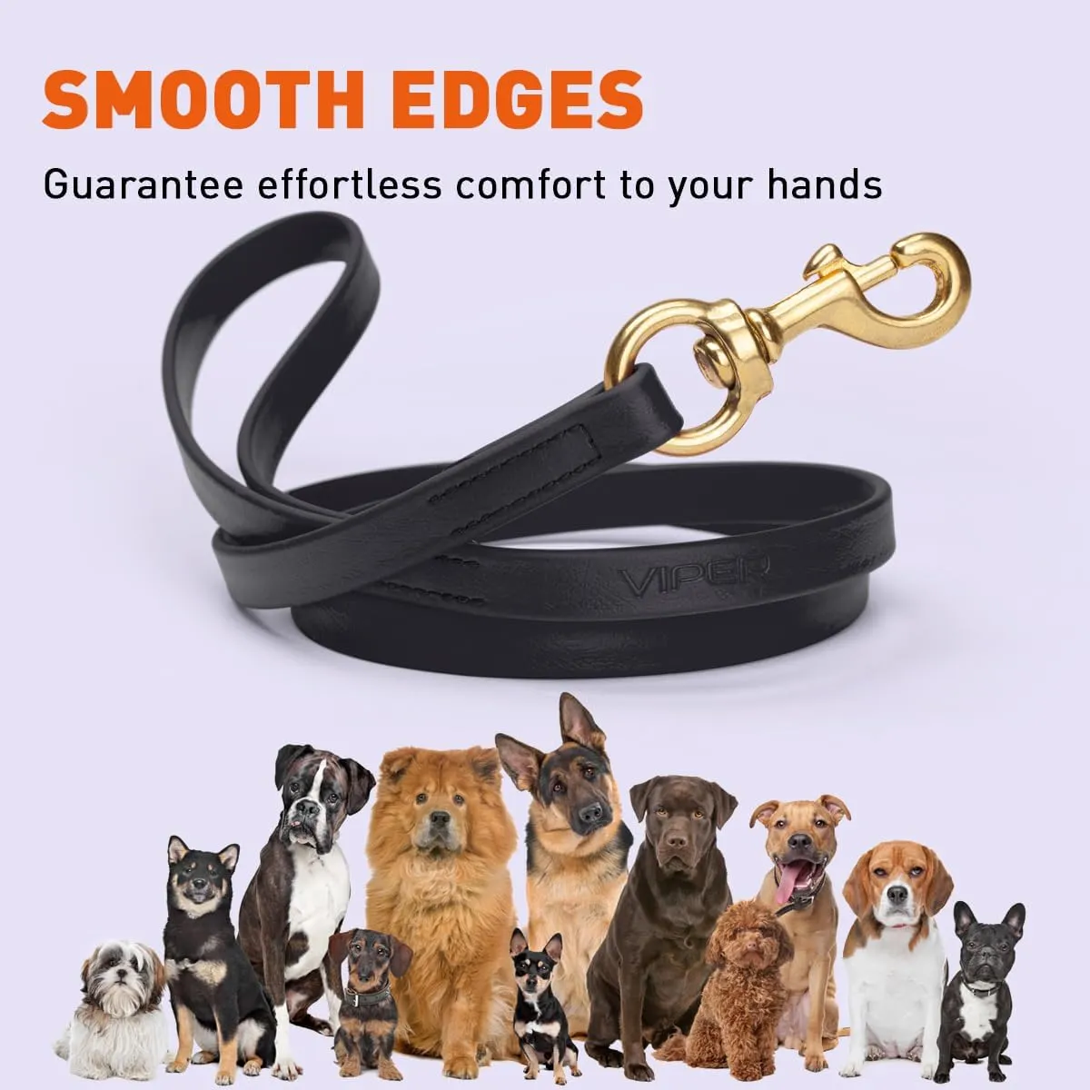 Viper Biothane K9 Working Dog Leash Waterproof Lead for Tracking Training Schutzhund Odor-Proof Long Line with Solid Brass Snap for Puppy Medium and Large Dogs 6ft, Black