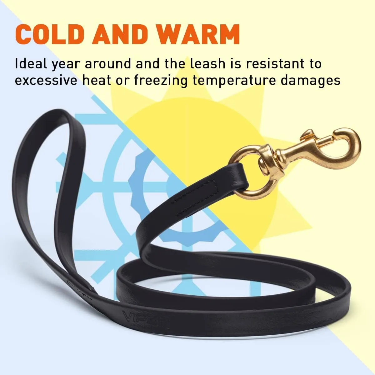 Viper Biothane K9 Working Dog Leash Waterproof Lead for Tracking Training Schutzhund Odor-Proof Long Line with Solid Brass Snap for Puppy Medium and Large Dogs 6ft, Black