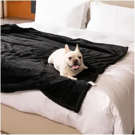 Waterproof Dog Blanket Reversible Pet Bed Cover Puppy Blankets Leakproof Sofa Couch Washable Cover Cat Fluffy Black Pet Blanket for Warm-L