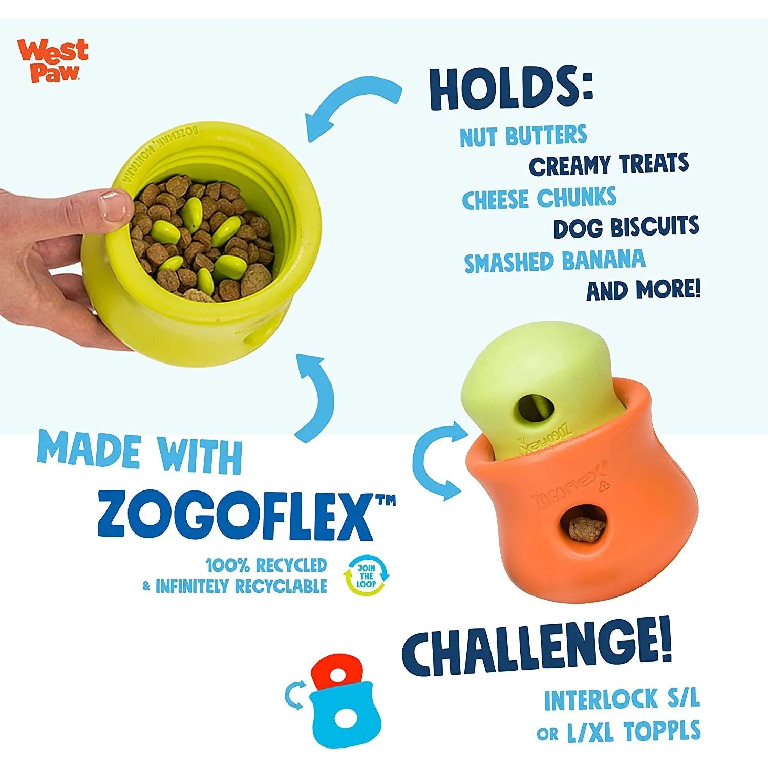 West Paw Zogoflex Toppl Treat Dispensing Dog Toy Puzzle Large