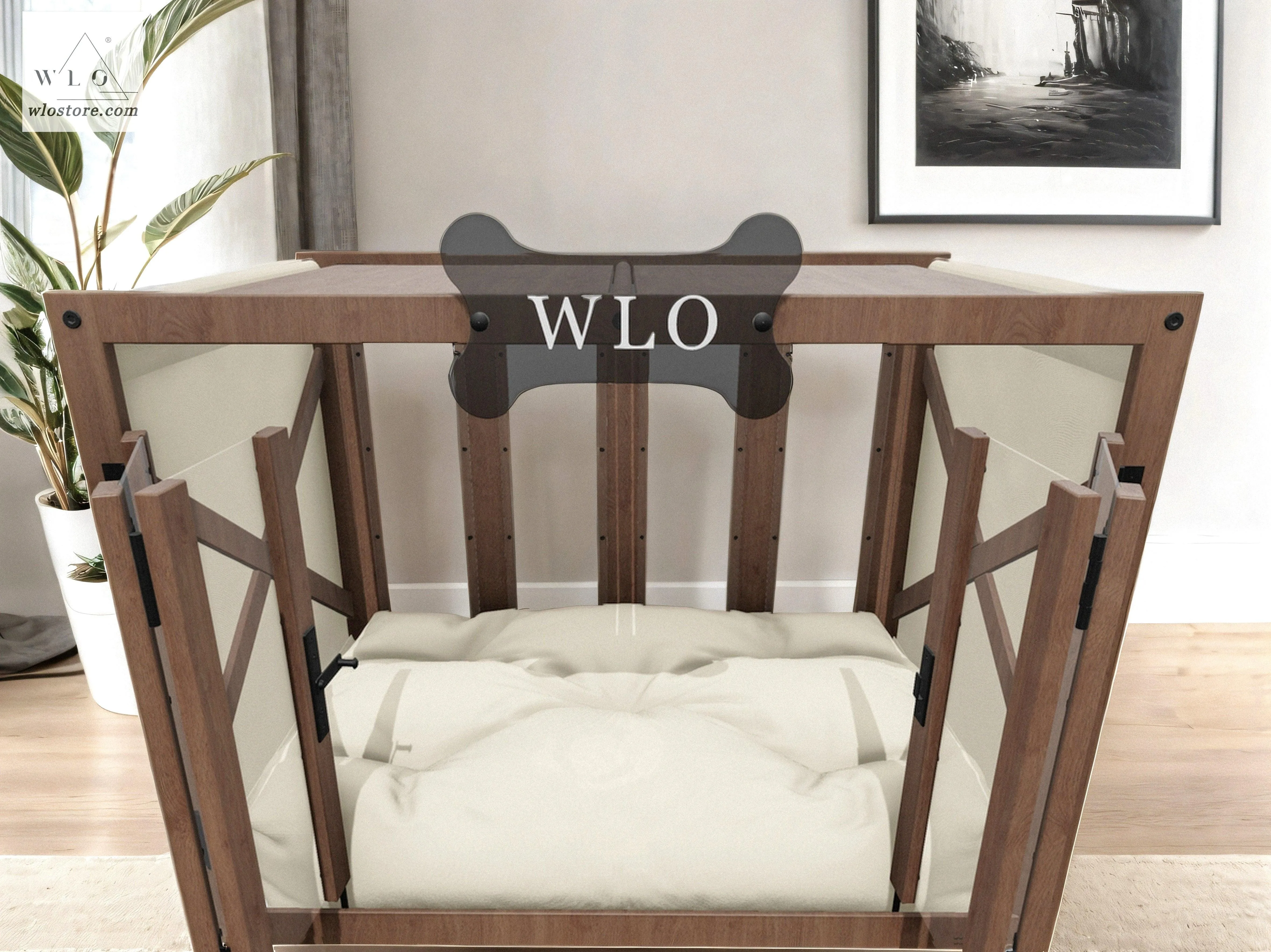 WLO® Walnut Pueblo Elevated Modern Dog House
