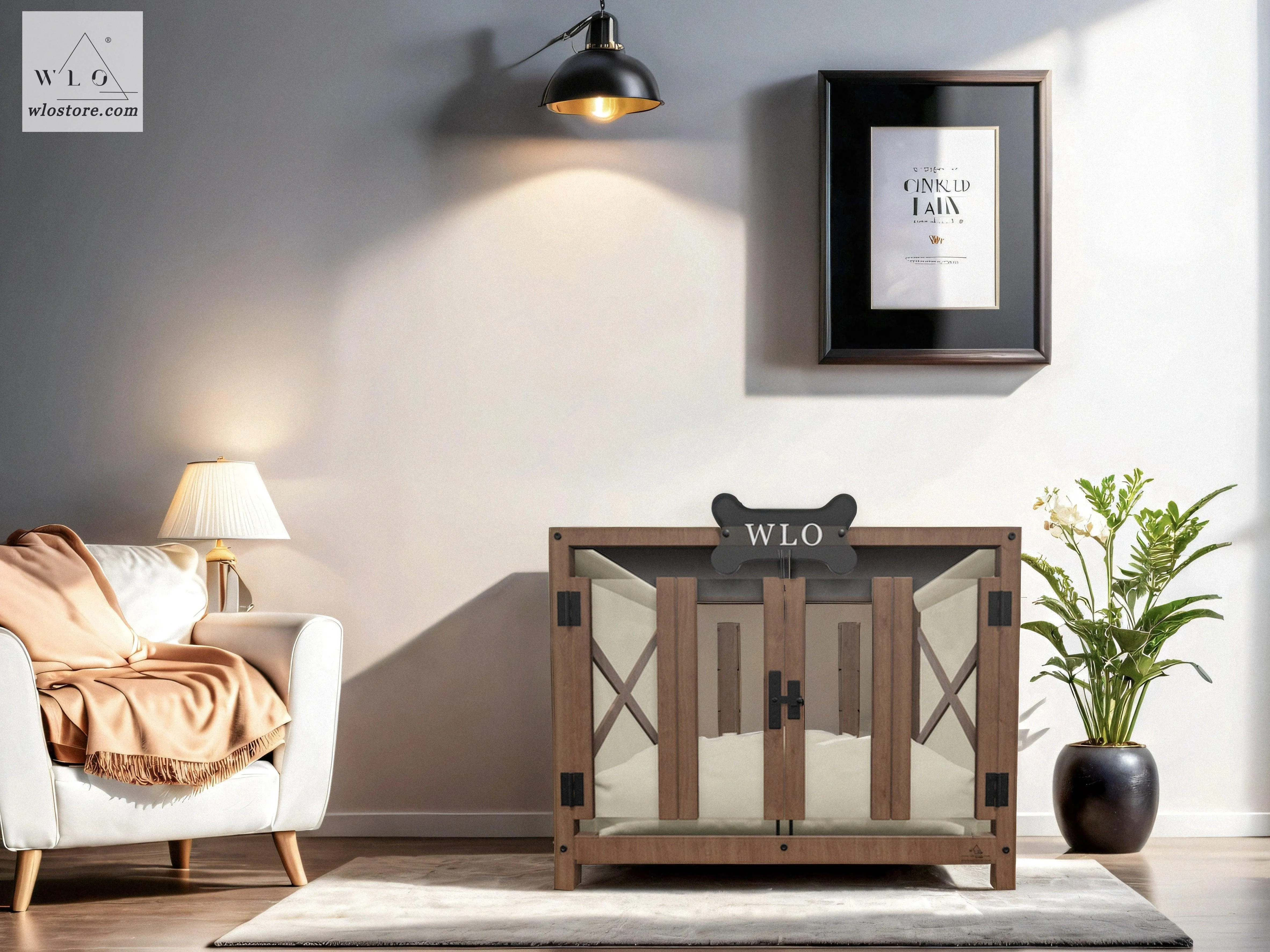 WLO® Walnut Pueblo Elevated Modern Dog House