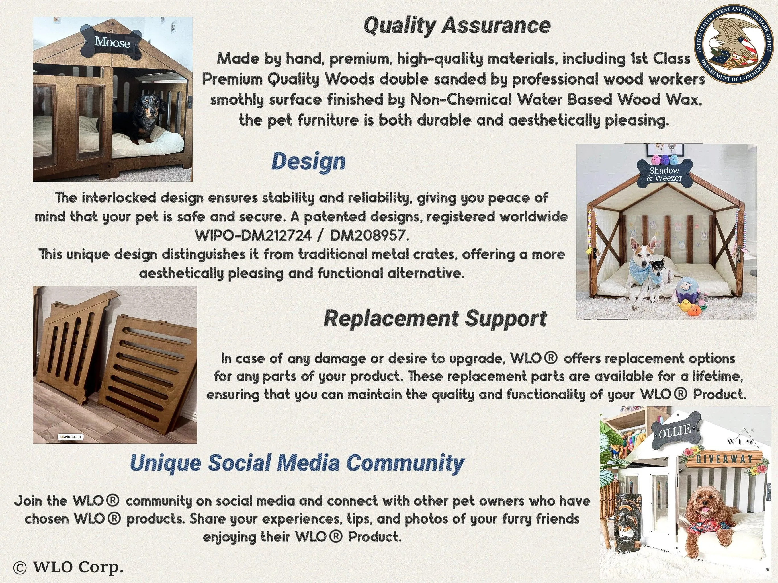 WLO® Walnut Pueblo Elevated Modern Dog House