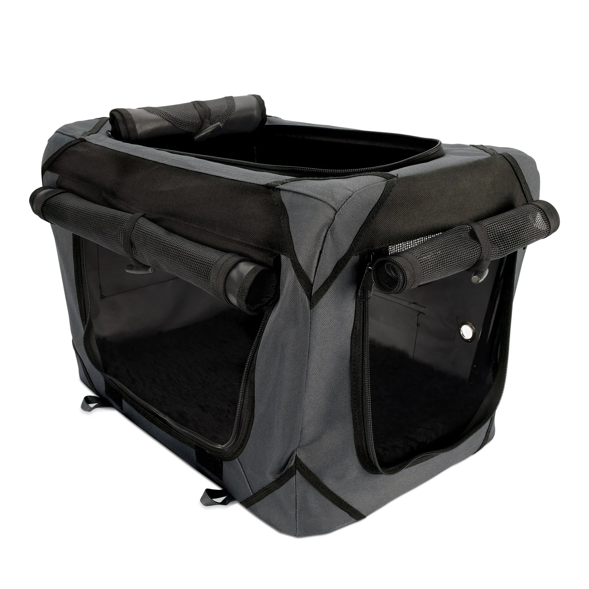 Zeus Deluxe Soft Crate - Grey/Black - Small
